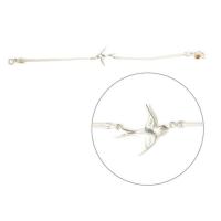 Bracelet oiseau argent sur fil beige