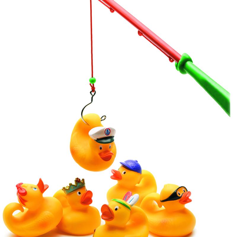 6 Rubber Made in Paris, France Duckies Fishing Ducks Peche Aux Canards Djeco