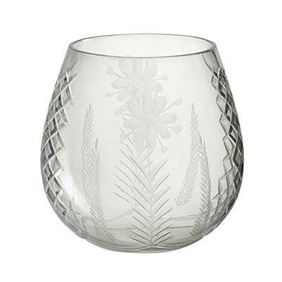 Bougeoir verre transparent Fleurie 