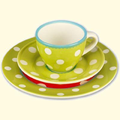 Ensemble déjeuner Vert à pois