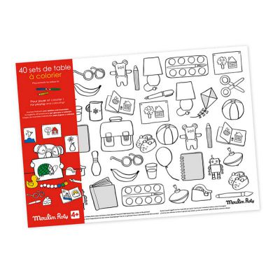 Ensemble de 40 sets de table à colorier Les Popipop