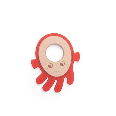 Anneau de dentition bois et silicone poulpe Les aventures de Paulie