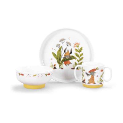 Set vaisselle porcelaine Trois petits lapins