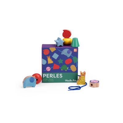 Jeu de perles en bois à enfiler Les Toupitis Moulin Roty