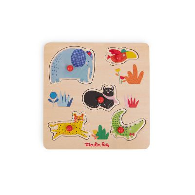 Puzzle encastrable en bois 5 animaux - Les Toupitis 