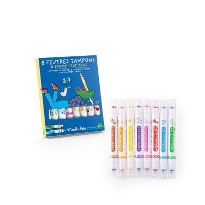8 feutres tampons 2 en 1 - Les Loufoques