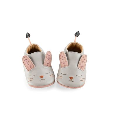 Chaussons cuir lapin gris Après la pluie 12/18 m