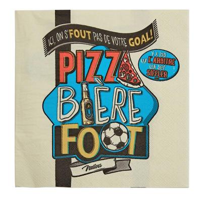 Serviettes en papier Pizza bière foot