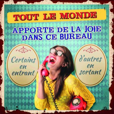 Plaque métal Joie au Bureau
