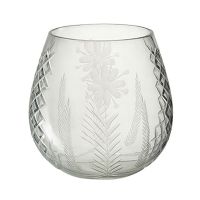 Bougeoir verre transparent Fleurie  