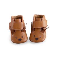 Chaussons cuir écureuil camel Pomme des bois 0/6 m 