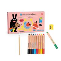 9 crayons de couleur 3 en 1 Les Schmouks Moulin Roty 