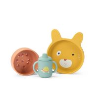 Set vaisselle silicone - Trois petits lapins  